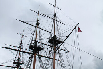 The Masts and Rigging of a Large Vintage Sailing Ship. © daseaford