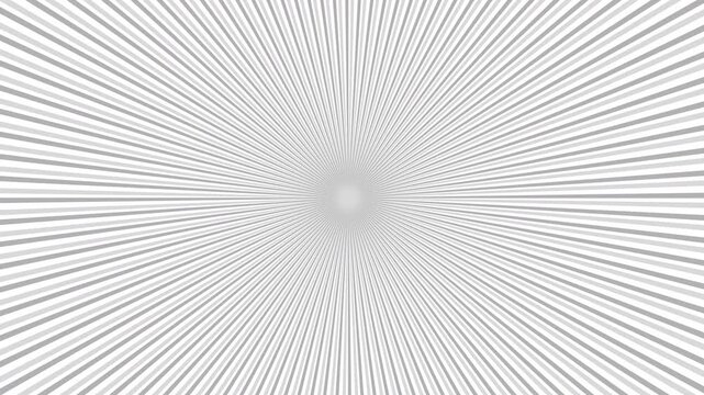 white and grey radial sunburst line background with seamless central burst rays for pop art comic background, retro video transitions, and promotional motion graphics.