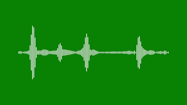 Audio spectrum visualizer sound wave equalizer rhythmic bars moving on green background for music video overlay