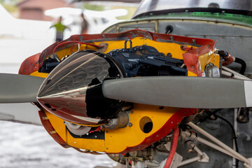 close-up of the light aircraft engine with the propeller © carballo