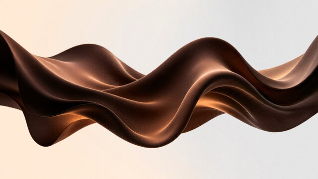 Abstract 3D background featuring a dark chocolate fabric wave with grain particle texture, perfect for premium modern luxury elegant dynamic and futuristic designs.