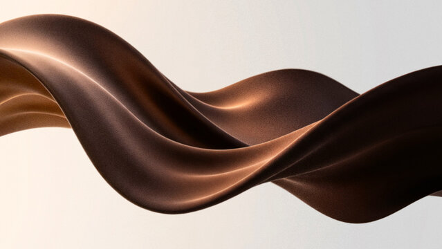 Abstract 3D background featuring a dark chocolate fabric wave with grain particle texture, perfect for premium modern luxury elegant dynamic and futuristic designs.