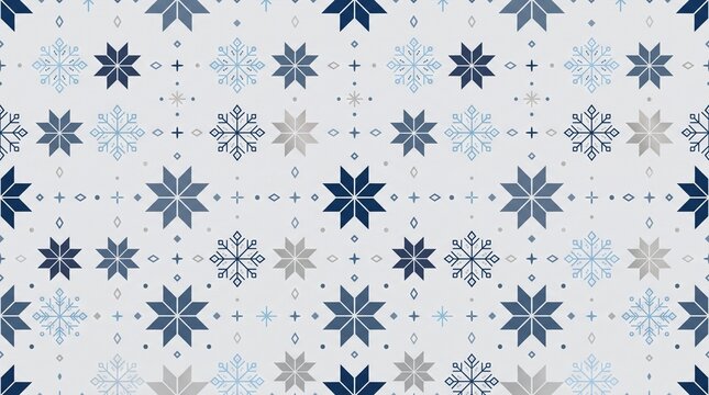 Christmas seamless geometric snowflake pattern background with copy