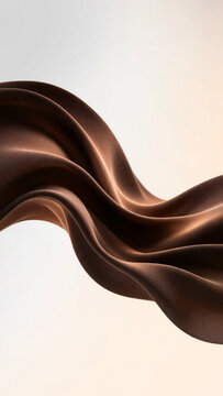 Vertical composition of abstract 3D background featuring dark chocolate fabric wave with grain particle texture, ideal for premium modern mobile screen graphic designs.