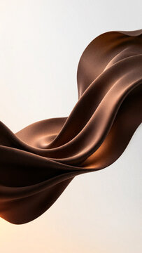 Vertical composition of abstract 3D background featuring dark chocolate fabric wave with grain particle texture, ideal for premium modern mobile screen graphic designs.