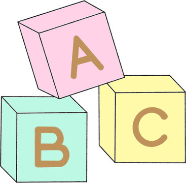 ABC toy alphabet blocks vector illustration for kids education isolated on white background