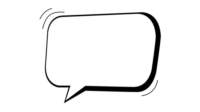dynamic text speech bubble to communication or information icon sign, text box frame simple and outline animation, social media captions on transparent background