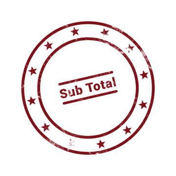 Red circular stamp with subtotal text and dotted border for business documents