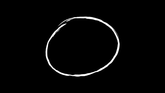 Hand drawn white doodle highlight shapes animation. Circle marker sketch oval ring, emphasis callout isolated on a transparent background