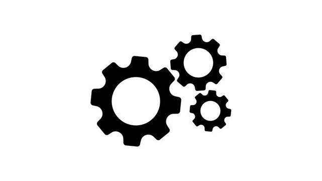 Update rotating gears cogwheel icon setup animation. Mechanical engineering system, setting icon with spinning gears animated symbol isolated on white background