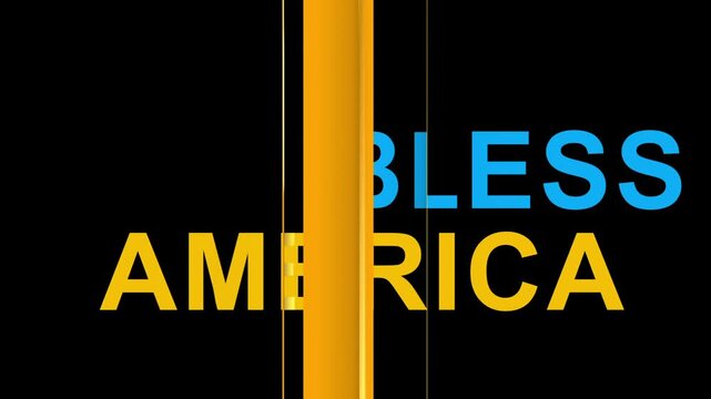 Animated text revealing the phrase god bless america with a golden light reveal transition