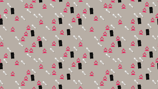 Seamless pattern of car jacks and power banks