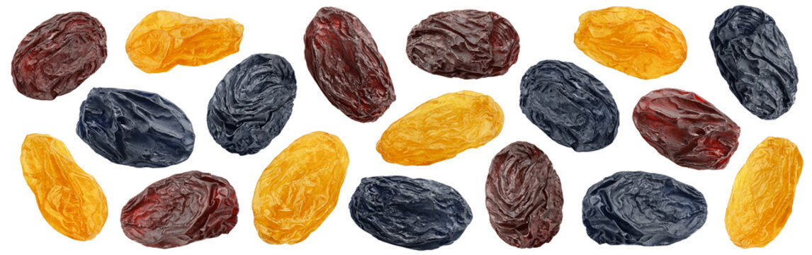 Raisin isolated on white background, clipping path, full depth of field