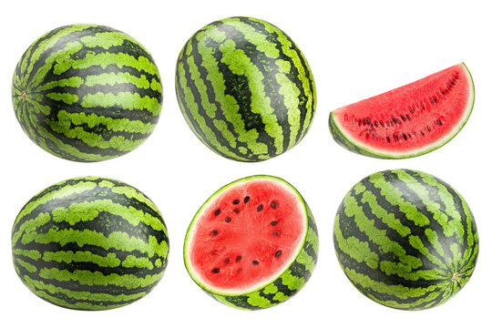 watermelon isolated on white background, clipping path, full depth of field