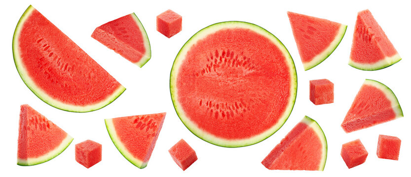 Watermelon without seeds isolated on white background, full depth of field