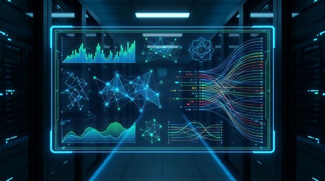 Digital data visualization interface featuring system protocols quality parameters and regulatory standards management analytics chart coded compliance computer corporate data digital display