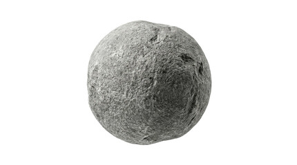 A single round grey stone isolated on a clean white background for design and texture projects © Varvara