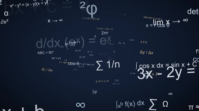 Mathematical Equations and Symbols Flythrough Seamless Loop