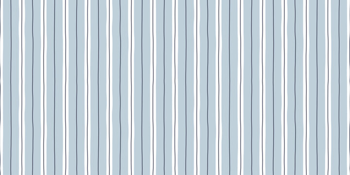 Watercolor seamless pattern with irregular pastel blue stripes.Hand drawn vertical line background. Plaid repeat print for wrapping paper, textile, fabric and wallpaper. Vector illustration