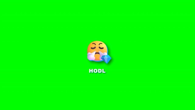 Crypto hodl meme emoji icon with diamond hands on transparent background