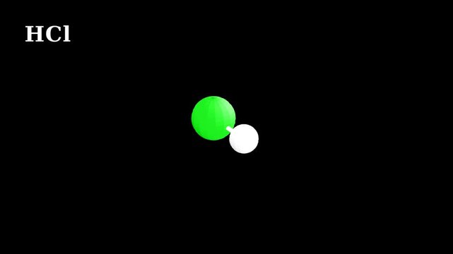 HCl Hydrochloric Acid 3D Molecular Animation
