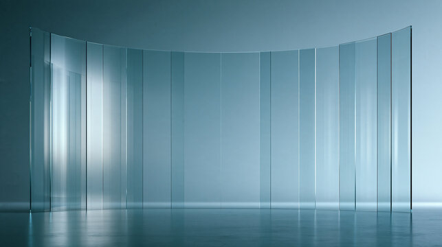 Curved Glass Panel Wall in Minimalist Modern Studio