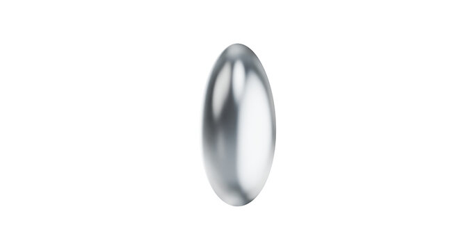 Glass oval capsule shaped side view in a transparent background