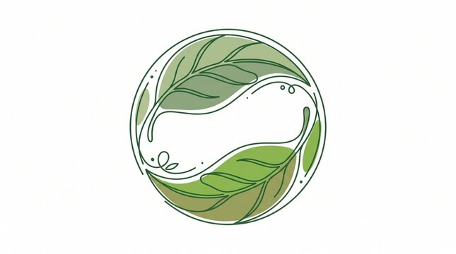 Minimalist green leaves forming abstract organic shape with copy space