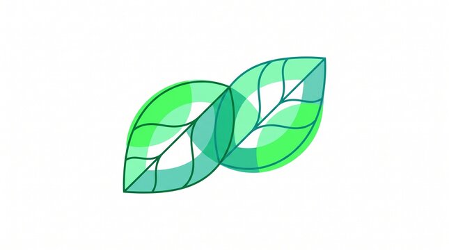 Modern geometric green leaves design with transparent overlay on
