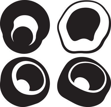 Black and white graphic shapes and silhouettes vector design on transparent background