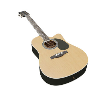 Realistic Wooden Guitar Isolated PNG Element