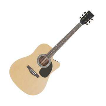 Vintage Guitar Isolated on Transparent Background