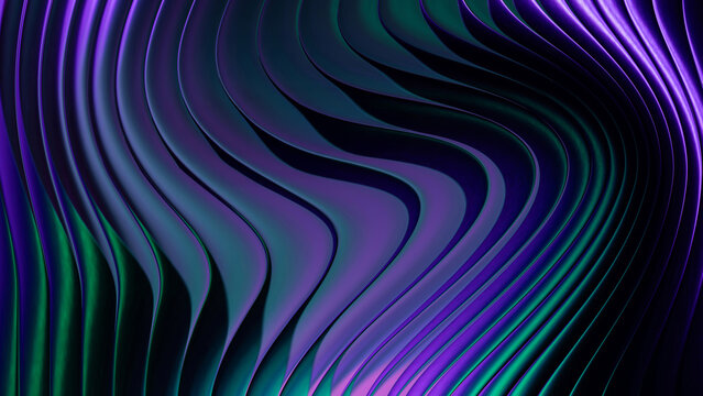 Abstract curvy neon wave background with dark gradient