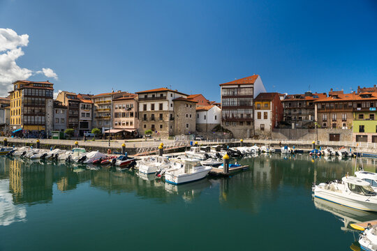 Fishing harbor and historic waterfront in Asturias, Spain