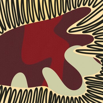 Abstract organic composition with earthy tones and black lines