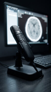 Medical Speech Dictation Microphone On Diagnostic Radiology Workstation