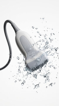 Ultrasonic Medical Transducer with Water Splash Effect