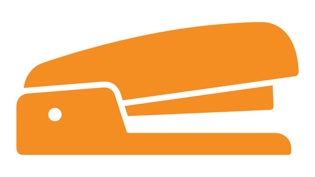 Orange stapler icon representing office supplies and stationery items.