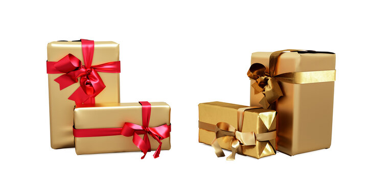 christmas gift boxes isolated on transparent background