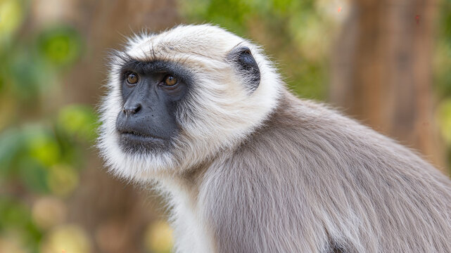 Close up portrait of grey Hanuman langur 