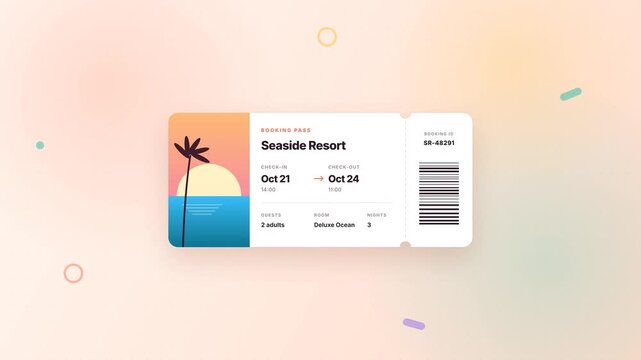 Hotel booking and resort reservation interface with an October travel calendar, vacation dates, check-in time options, and seaside accommodation for two guests, three night
