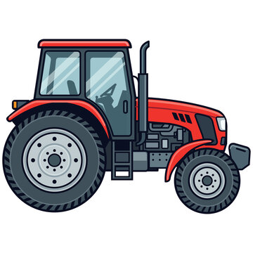 Red farm tractor vector illustration isolated