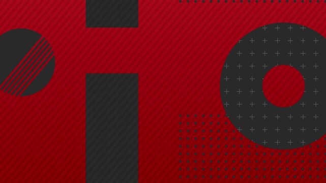 赤色ベースに灰色のアイテムが散らばったスタイリッシュなモーショングラフィックス背景