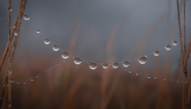 autumn dewdrops spiderweb grass macro nature closeup with blurred background for seasonal website banner
