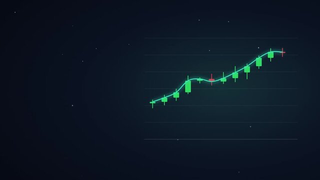 Financial stock market candlestick chart showing bullish growth and investment profit trend line