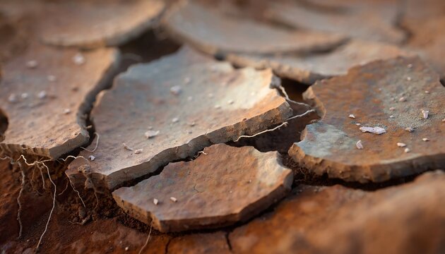 Dried cracked earth texture closeup abstract autumn background for environmental drought crisis concept or nature design