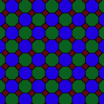 abstract geometric background Inspirasi Desain Mozaik Geometris: Pola Menerus Oktagon Biru & Hijau dengan Persegi Marun yang Klasik dan Bold