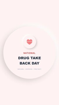 Animated pink national drug take back day logo brings graphics to life, ideal for awareness videos, presentations, and social media.