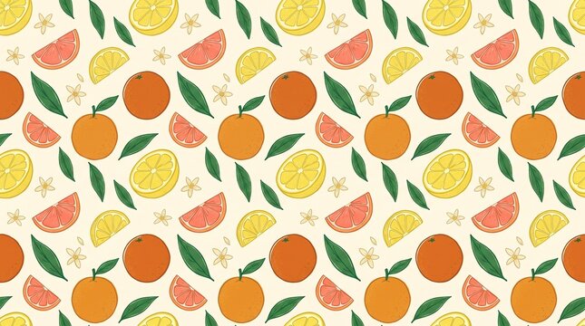 Playful citrus fruit seamless pattern