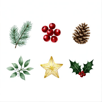 christmas decoration set isolated